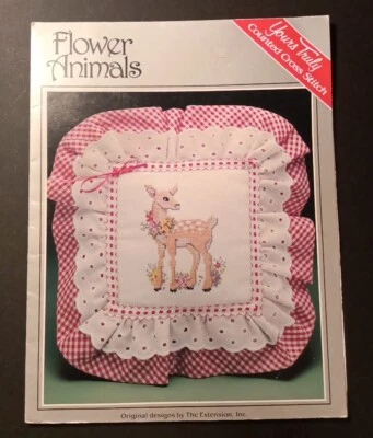 Counted Cross Stitch Book  "Flower Animals"   5 Animals To Stitch   Used 1993 - Image 1 of 2