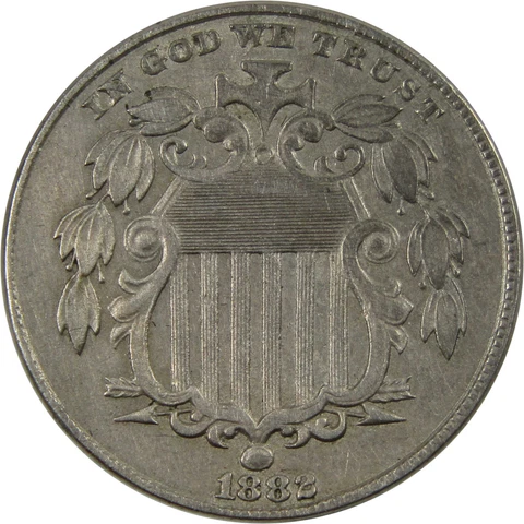 1882 Shield Nickel XF EF Extremely Fine 5c Coin SKU:I4966 Cover