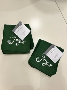 Target Threshold Green Christmas Cotton napkins "Joy" - 2 Sets of 4 - Picture 1 of 2