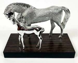 Vintage Rajya Lakshmi Steel House Horses Statue Metal Aluminum Hand Made Decor - Picture 1 of 7