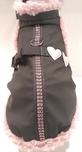 Abrigo de invierno felpa XS S M abrigo para perro gris repelente al agua corazón perro brillo - Imagen 1 de 3