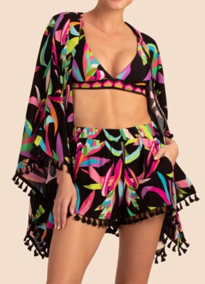 FUNDA KIMONO FLECOS MANGA 3/4 BIRDS OF PARADISE TALLA ÚNICA TRINA TURK $152 NUEVA CON ETIQUETAS- Foto 1 de 4