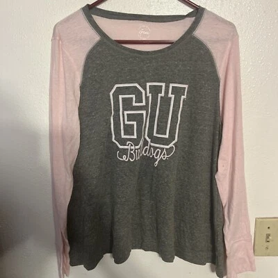 Gonzaga University Bulldogs  Woman’s Long Sleeve Shirt Pink And Grey Medium  - Image 1 of 4