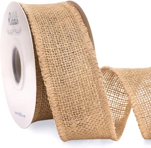 Jute Burlap Ribbon 2 Inch X 10 Yard,Natural Solid Ribbon for Crafts,Gift Wrappin - Picture 1 of 12
