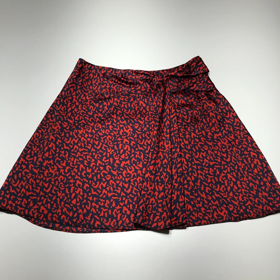 Falda Columpio Tara Jarmon Línea A Roja y Azul Marino Estampado Animal Corbata Cintura Cremallera Talla 42 Foto 1 de 4