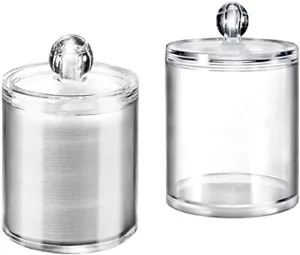 2er Set transparente Acryl Apothekergläser für Wattepads, Tupfer, Zahnseide, Haarschmuck - Bild 1 von 7