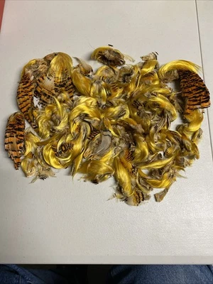 Pesca con mosca / Plumas para atar moscas - naranjas y amarillos vibrantes - artesanía Foto 1 de 4