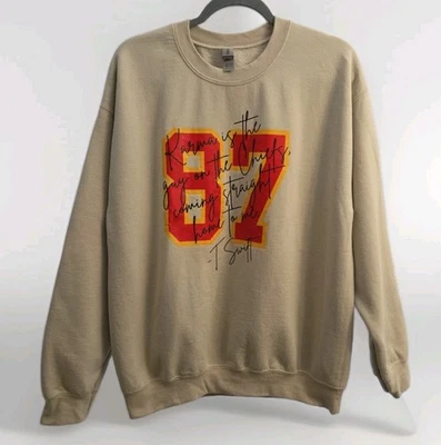 Taylor Swift Karma 87 Lyric толстовка пуловер размер Lg. Бежевая уютная тяжелая смесь - Изображение 1 из 4