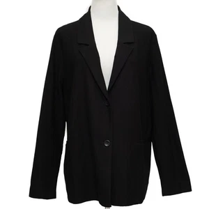 Eileen Fisher Black Viscose Blend Notched Jacket Blazer Size Large - Picture 1 of 11