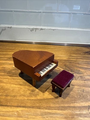 Vintage Dollhouse Piano and Bench Set Wood - Image 1 of 2