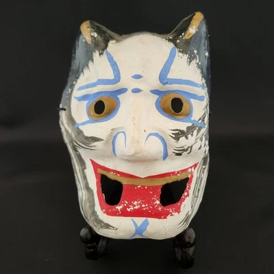 Japanese Vintage Paper Kagura Mask "HANNYA" Angly women's face Deco  Mask #11 - Image 1 of 4