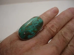 Vintage AF Alvin Fuson Navajo Smoky Bisbee Türkis verstellbarer Ring Sterlingsilber - Bild 1 von 15