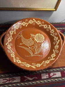 "Plato de gallo de loza de cerámica roja artesanal Cevalfer Portugal 15""" - Imagen 1 de 12