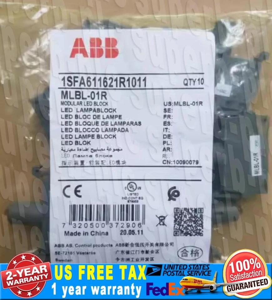 1pcs ABB push button switch lampholder MLBL-01R 24VAC/DC US Free TAX - Image 1 of 1