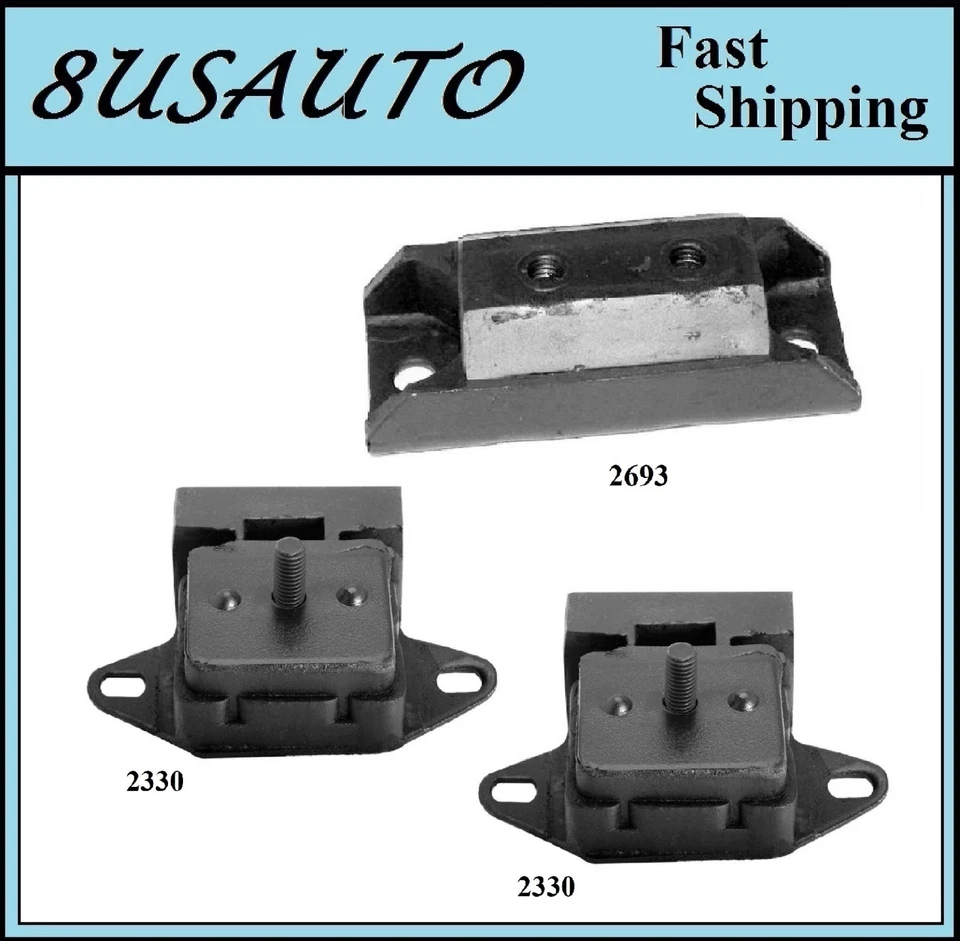 3 PCS MOTOR & TRANS MOUNT FIT JEEP CJ5, CJ6, CJ7 - 3.8L & 4.2L - Image 1 of 4