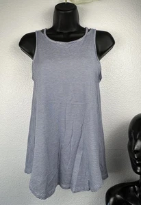 Camiseta sin mangas Loft WMN's XS azul y blanco a rayas ojo de llave botón correa detalle - Imagen 1 de 7