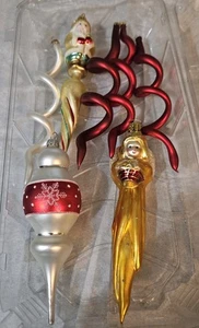 Adornos de Navidad multicolores vintage de vidrio retorcido Icicles Angel Santa 7 - Imagen 1 de 12