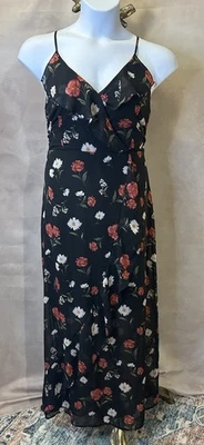 No Boundaries Black Floral Chiffon Ruffle Maxi Dress Size XL (15-17) - Image 1 of 4