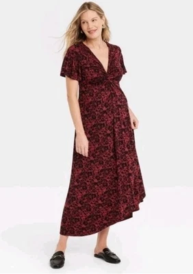 Isabel Maternity by Ingrid & Isabel Burgandy Black Maxi Dress Size XXL - Image 1 of 4