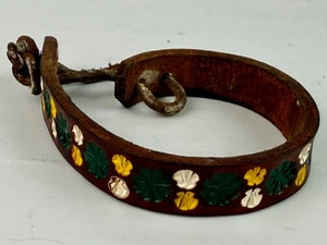 Vintage Tooled & Hand Colored Boho Leather Hippie Bracelet - Picture 1 of 4