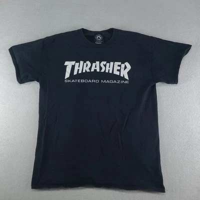 Thrasher Shirt Black Short Sleeve Spellout Logo Tee Size M Cotton Adult Faded - image 1 of 4