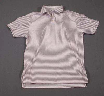 Camisa polo Peter Millar púrpura a rayas manga corta para hombre de algodón talla S Foto 1 de 4