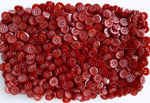 Buttons 11mm 18L Red Pearlescent Polished 4 Hole Small Craft Button Shirt (Z3) - Picture 1 of 24