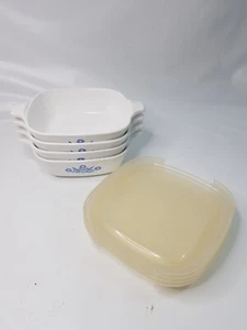 4 Vintage Corning Ware Cornflower Blue Petite Pan P-41 with LIDS Made in USA - Picture 1 of 11