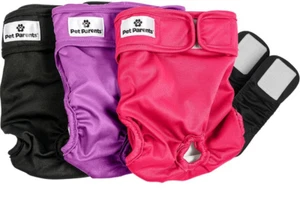 Wiederverwendbare waschbare Hundewindeln & Extender für kleine Hunde schwarz pink lila 3 Stück - Bild 1 von 4