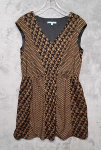 Antonio Melani Dress Womens Size 14 Sleeveless Black Gold Bicycle Print Shift - Picture 1 of 12