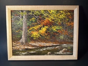 Ann Klaus Oil Painting Autumn Forest Stream Western New York Artist 1933-1991 - Picture 1 of 12