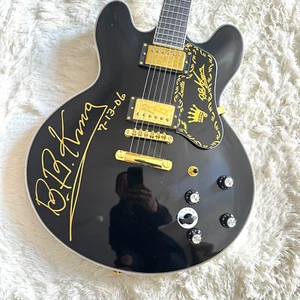 Guitarra Hueca Lucille BB King Jazz Guitarra Eléctrica Negra Pastillas HH Piezas Doradas - Imagen 1 de 8