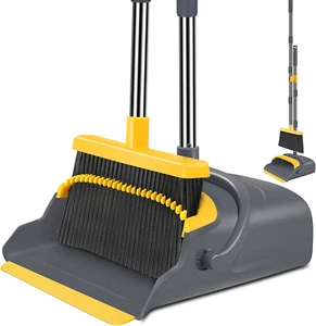 Upgrade Broom and Dustpan Set, Broom with Dustpan Combo Set, Self-Cleaning with - Picture 1 of 12