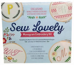 Precioso kit de bordado con monograma para coser con 12 diseños personalizados conjunto artesanal elegante moderno  - Imagen 1 de 4