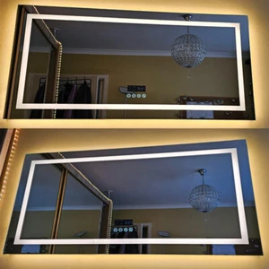 LED Badezimmerspiegel 4 Touch+Beschlagfrei+Bluetooth+Uhr Wandspiegel Badspiegel - Bild 1 von 24