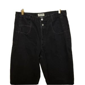 Guess Jeans Vintage 80’s 90's 34x32.5 Black Loose Fit 2 Button Yoke Chk Msmnts - Picture 1 of 6