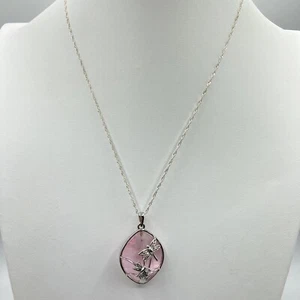 Silberfarben Rosa Glas Stein Libelle Anhänger Halskette Statement 18"-20" Kette - Bild 1 von 10