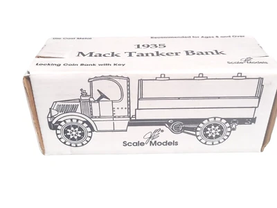 JLE (ERTL) 1935 Mack Tanker Truck Bank Mobil Oil 65 años - Difícil de encontrar Diecast Nuevo en caja Foto 1 de 4