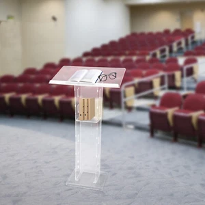 Transparent Acrylic Podium Conference Pulpit Church Lectern New - Picture 1 of 15