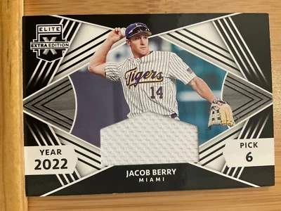 Jacob Berry Patch 2022 Panini Elite Extra Edition Baseball Card #FRM-JB - Image 1 of 2