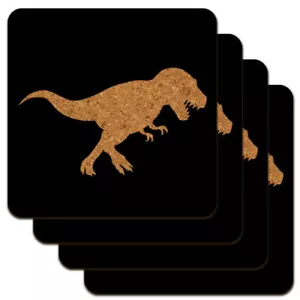 Dinosaurier Tyrannosaurus Rex schwarz weiß flach Neuheit Kork Untersetzer Set - Bild 1 von 3