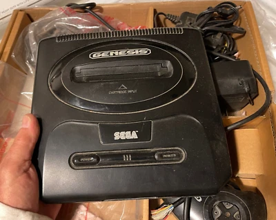 SEGA Genesis (2) Controllers (2) AC Adapters Some Marketing Flyers Orig Bottom - Image 1 of 4