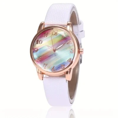 Moda Mujeres Colorido Reloj de Cuarzo Elegante Analógico Cuero PU Reloj Blanco Regalo Foto 1 de 2