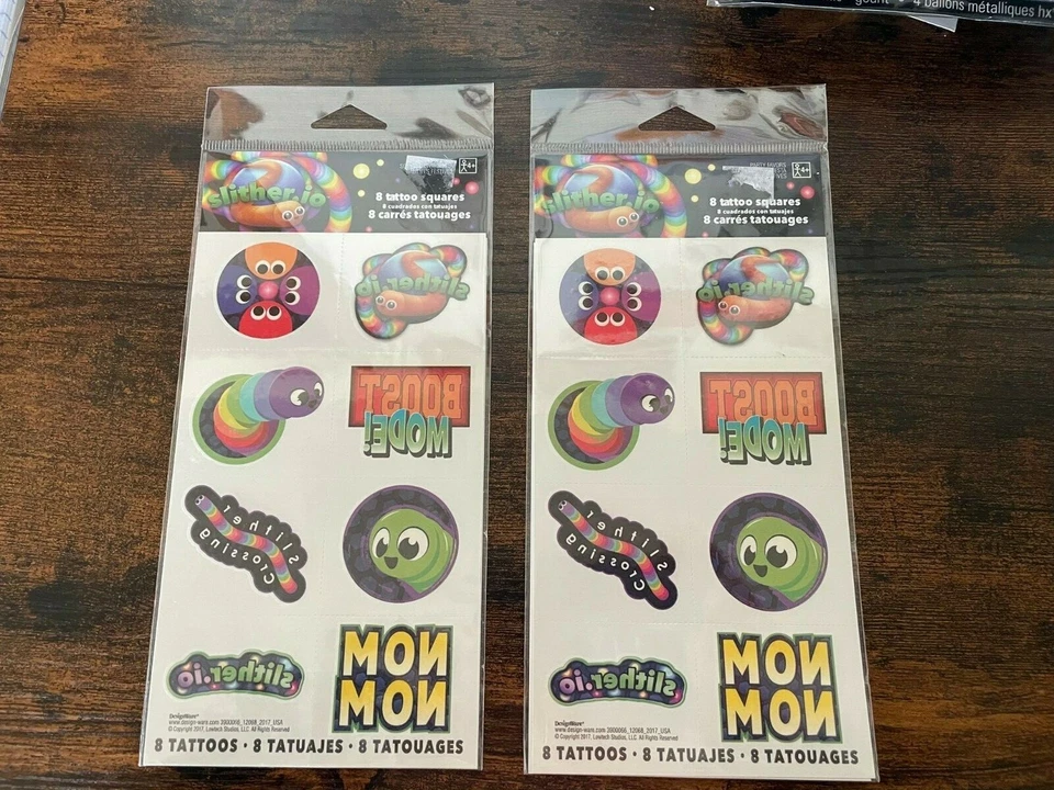 Lote de 2 cuadrados de tatuaje Slither.io 8ct  Foto 1 de 1