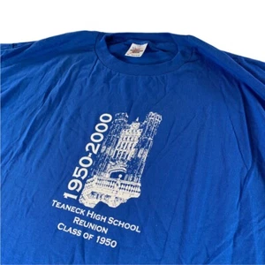 VTG Teaneck High School 1950 Class Reunion Single Stitch T-Shirt Blue • XL - Picture 1 of 7