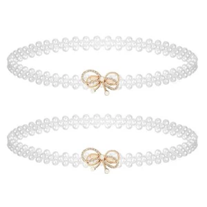 Elegant Rhinestone Pearl Elastic Waistband Luxury Bow Belt Dress Crystal Wais... - Picture 1 of 7