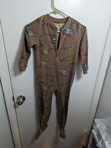 Carters Fleece Zip One Piece Footed Pajamas Size 6/6A Brown Helicopters