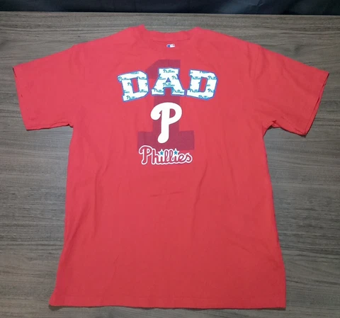 MLB Genuine Merchandise Philadelphia Phillies Best Dad T Shirt Red Size Large Cover