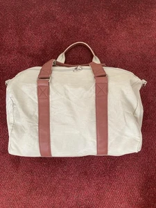 Vintage Canvas With Leather Strip Weekend/Overnight Bag - Picture 1 of 6