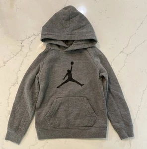Air Jordan Boys Hoodie Size 6-7 Gray Hooded Sweater Pull Over Casual Pockets - Picture 1 of 8